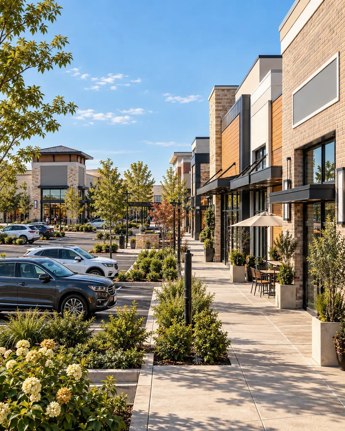Three professionals in conversation during a commercial property visit